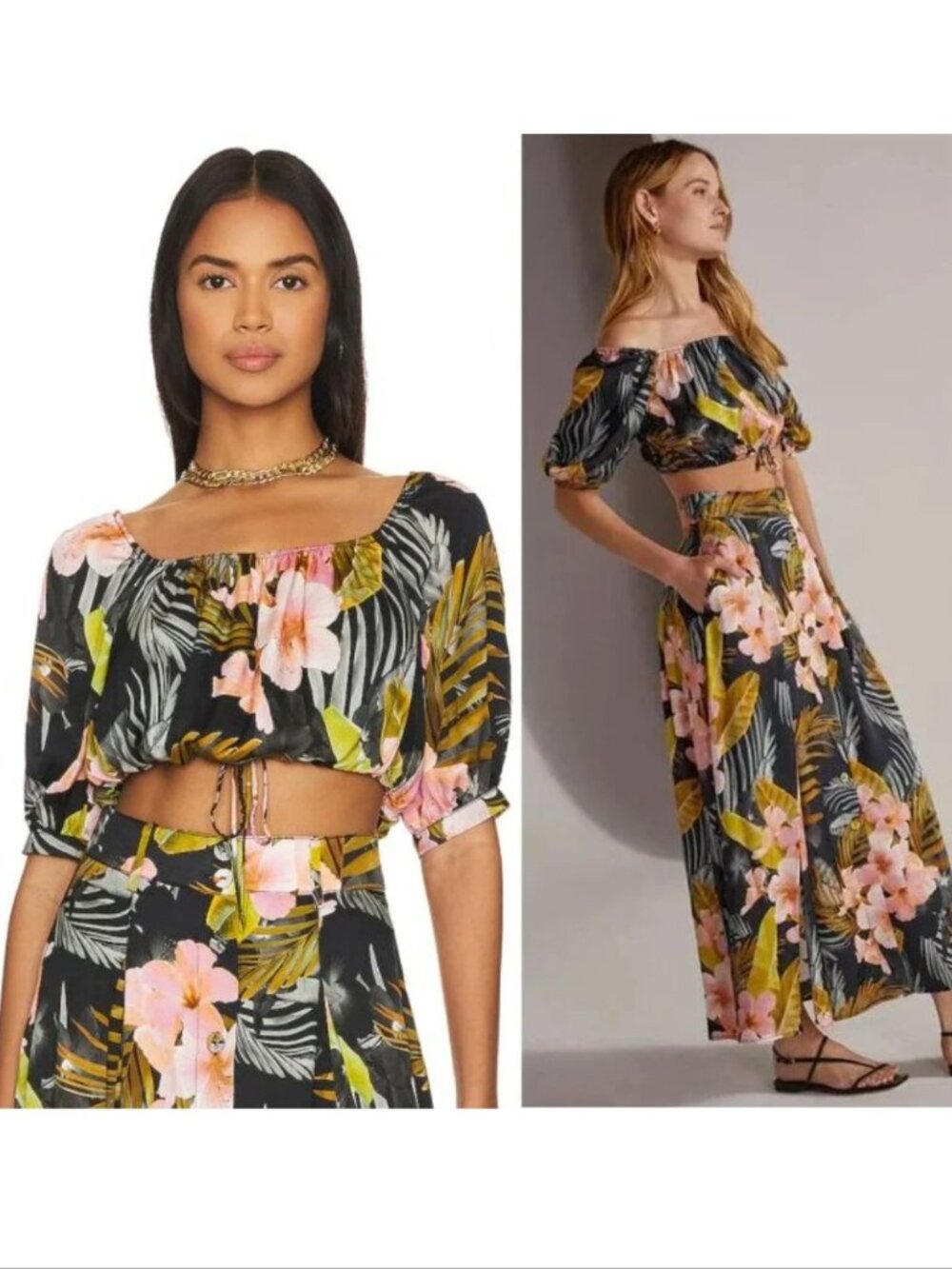Favorite Daughter Off The Shoulder Floral Crop Top M The Anywhere With You NEW